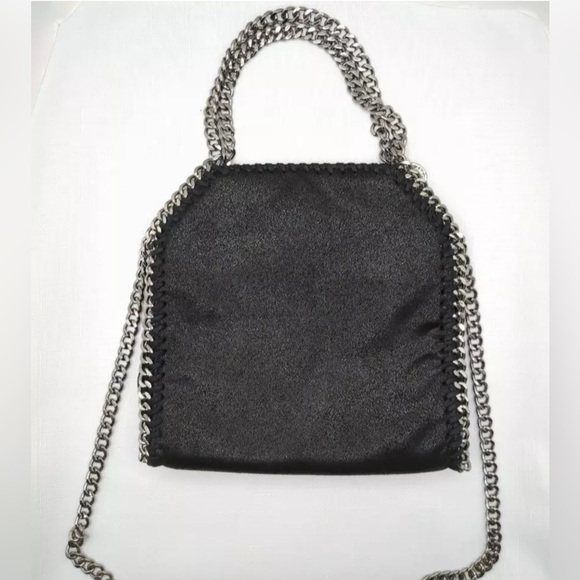 STELLA MCCARTNEY Mini Falabella Shaggy Deer Embellished Shoulder Bag Black EUC - Picture 2 of 14